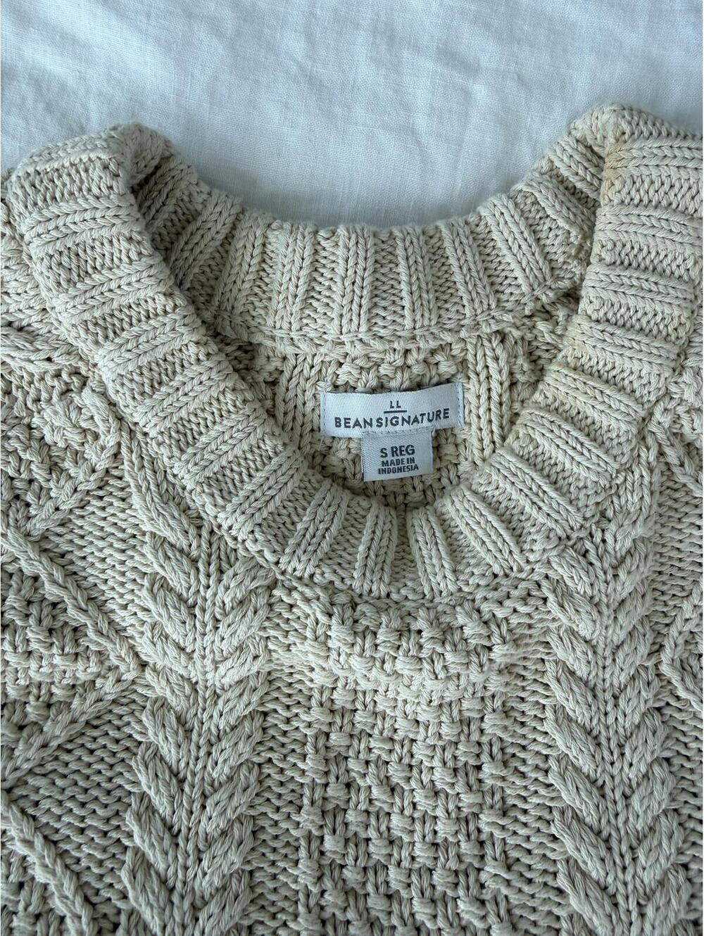 LL Bean Women's Signature Cotton Fisherman Sweater - Picture 3 of 3